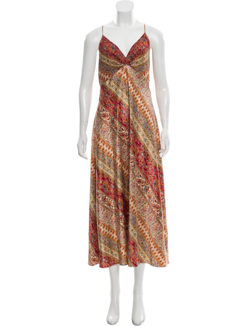 Oscar de la Renta Paisley Maxi Dress orange
