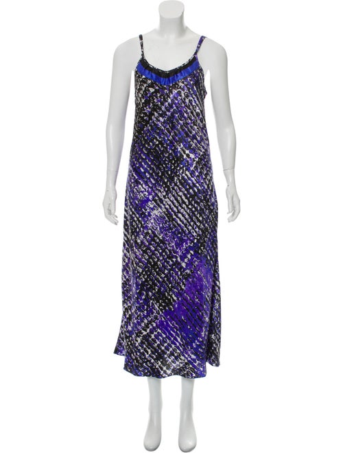 Oscar de la Renta Printed Maxi Slip Dress Purple