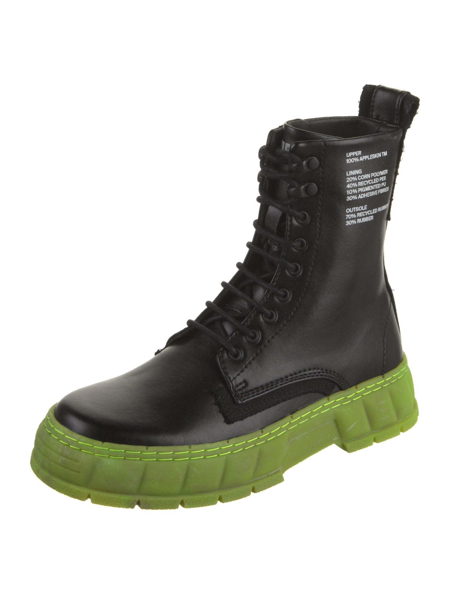 VIRÓN Leather Graphic Print Combat Boots