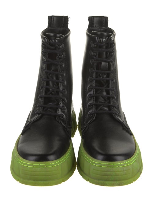 VIRÓN Leather Graphic Print Combat Boots