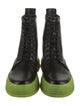 VIRÓN Leather Graphic Print Combat Boots