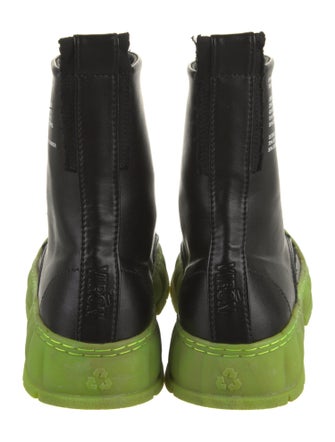 VIRÓN Leather Graphic Print Combat Boots