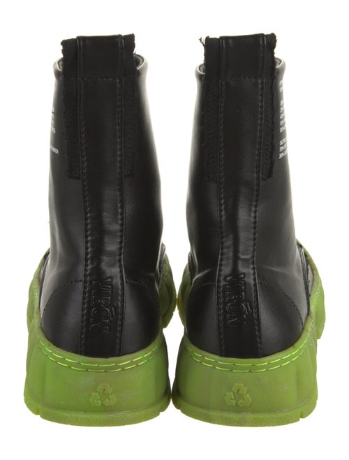 VIRÓN Leather Graphic Print Combat Boots