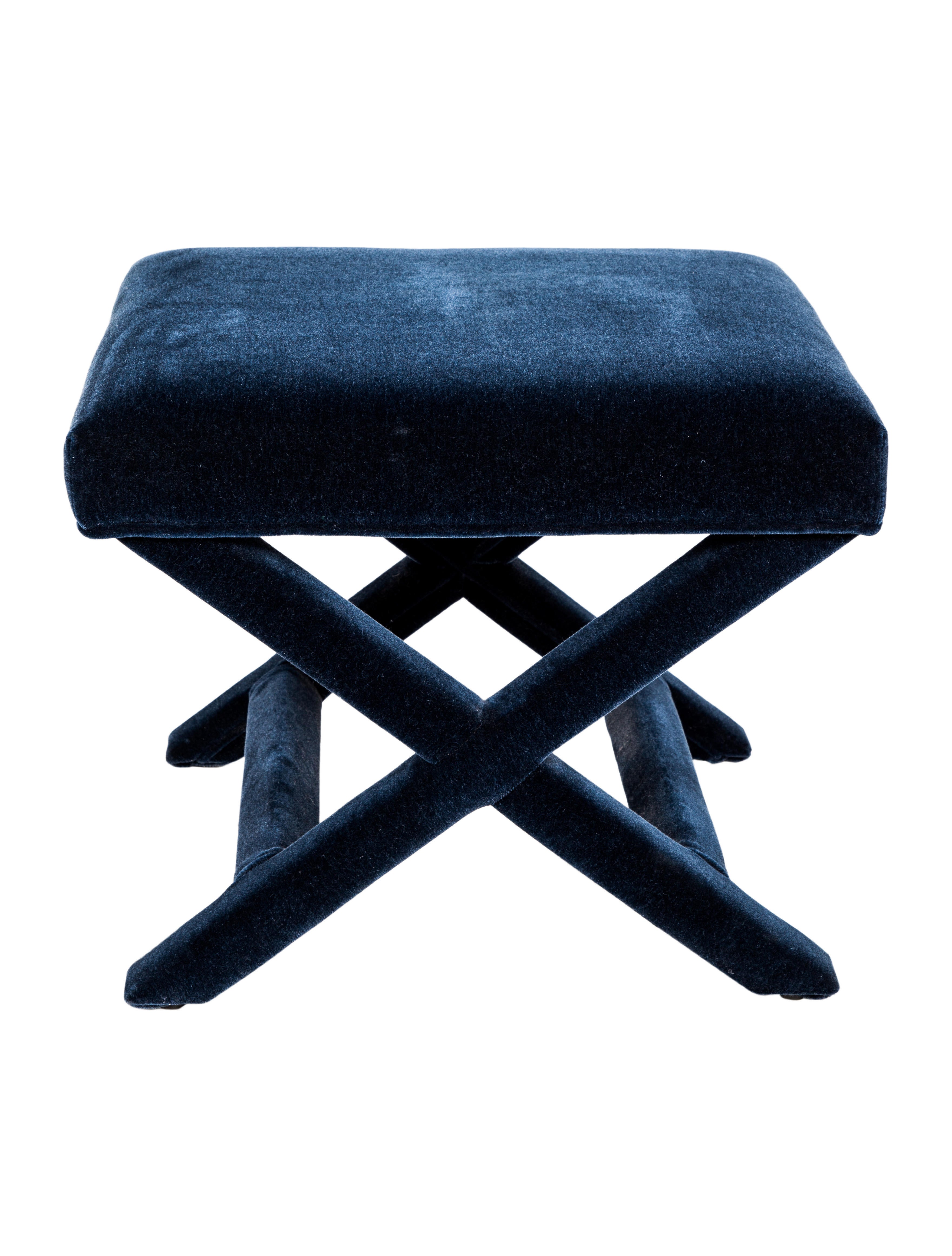 Ottoman Williams Sonoma XBase Stool Blue Ottomans & Benches