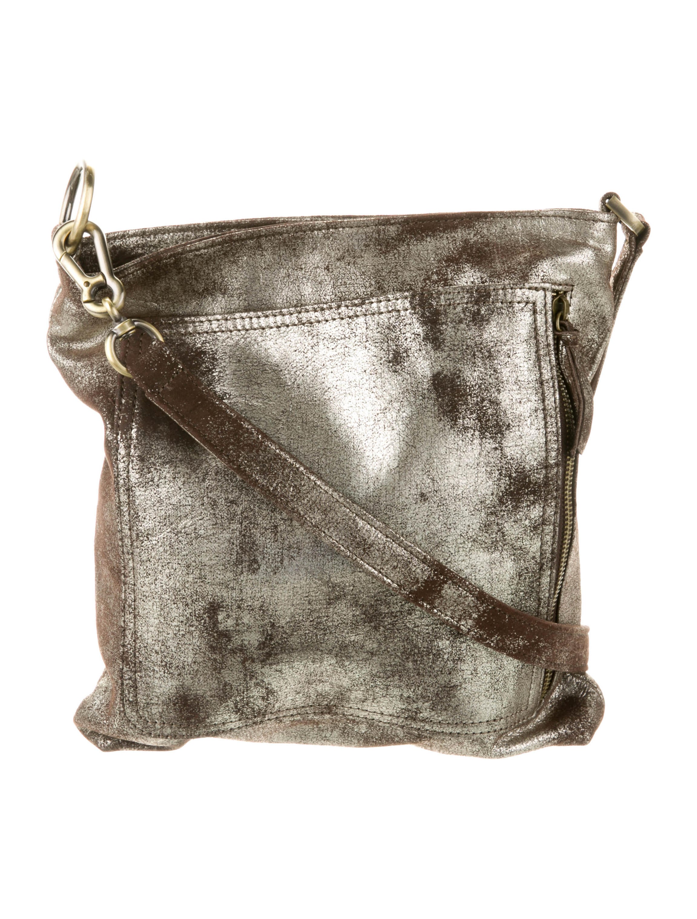 Overland Metallic Leather Crossbody Bag Brown Crossbody Bags