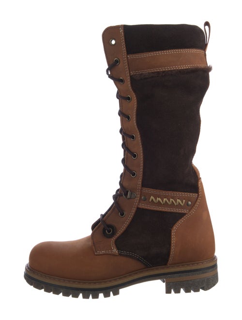 Overland Leather Colorblock Pattern Combat Boots