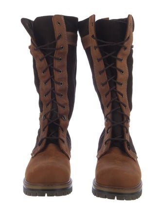 Overland Leather Colorblock Pattern Combat Boots