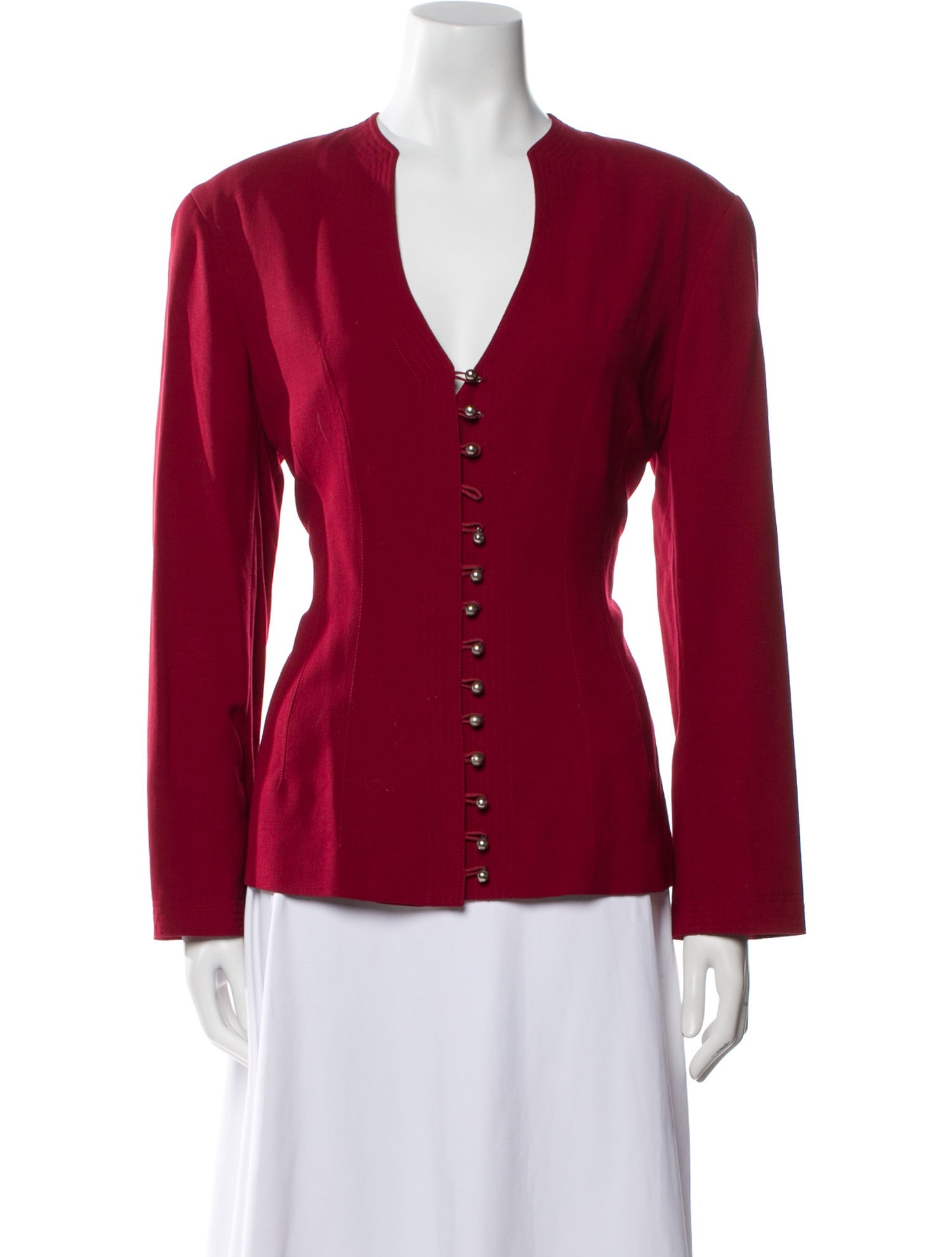 Ozbek V-Neck Long Sleeve Button-Up Top