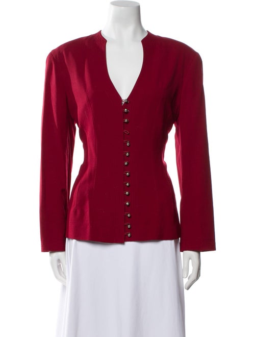 Ozbek V-Neck Long Sleeve Button-Up Top