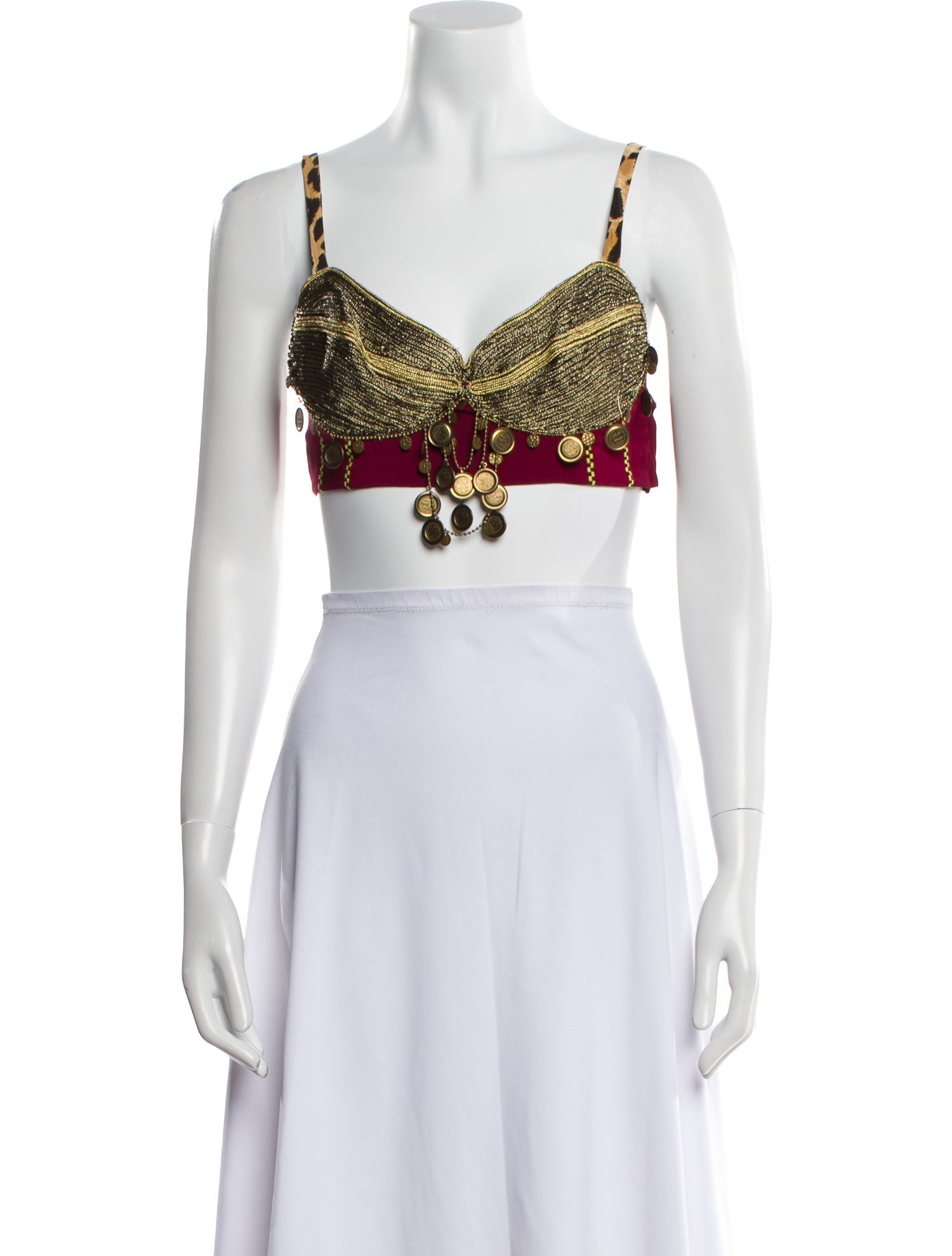 Ozbek Late 1980's - Early 1990's Colorblock Pattern Crop Top