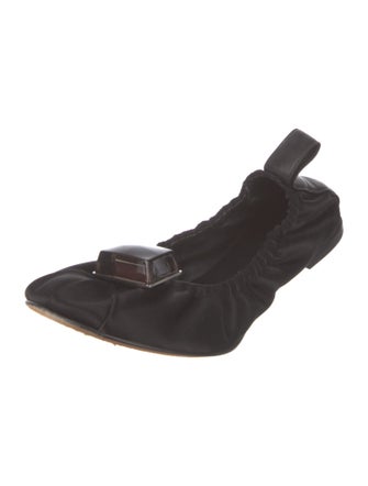 Paul Andrew Satin Crystal Embellishments Ballet Flats