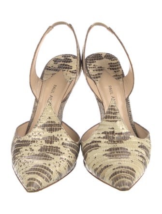 Paul Andrew Leather Animal Print Slingback Pumps
