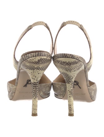 Paul Andrew Leather Animal Print Slingback Pumps