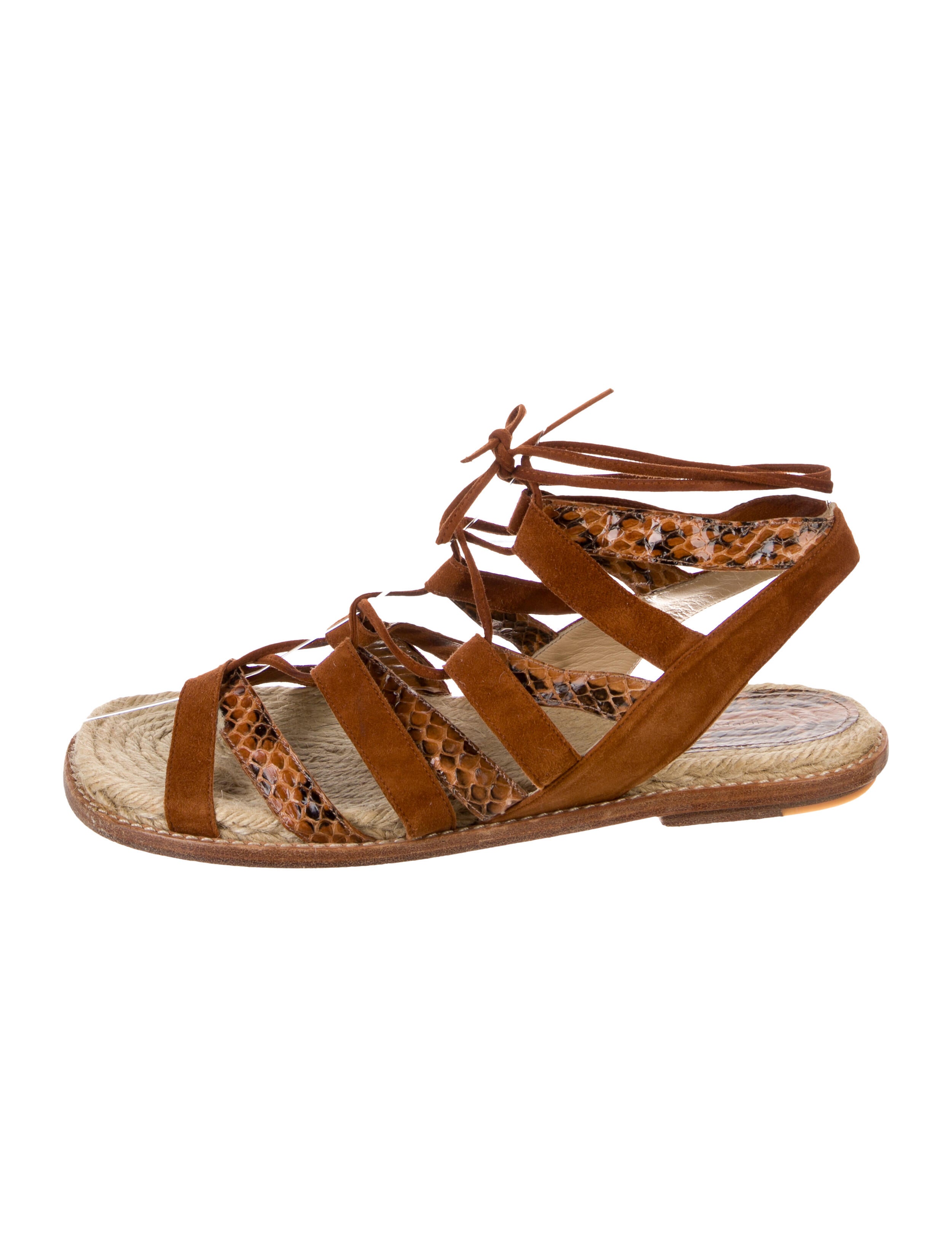 Paul Andrew Suede Braided Accents Gladiator Sandals