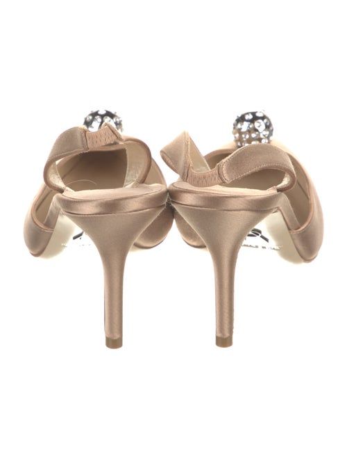 Paul Andrew Satin Crystal Embellishments Slingback Pumps