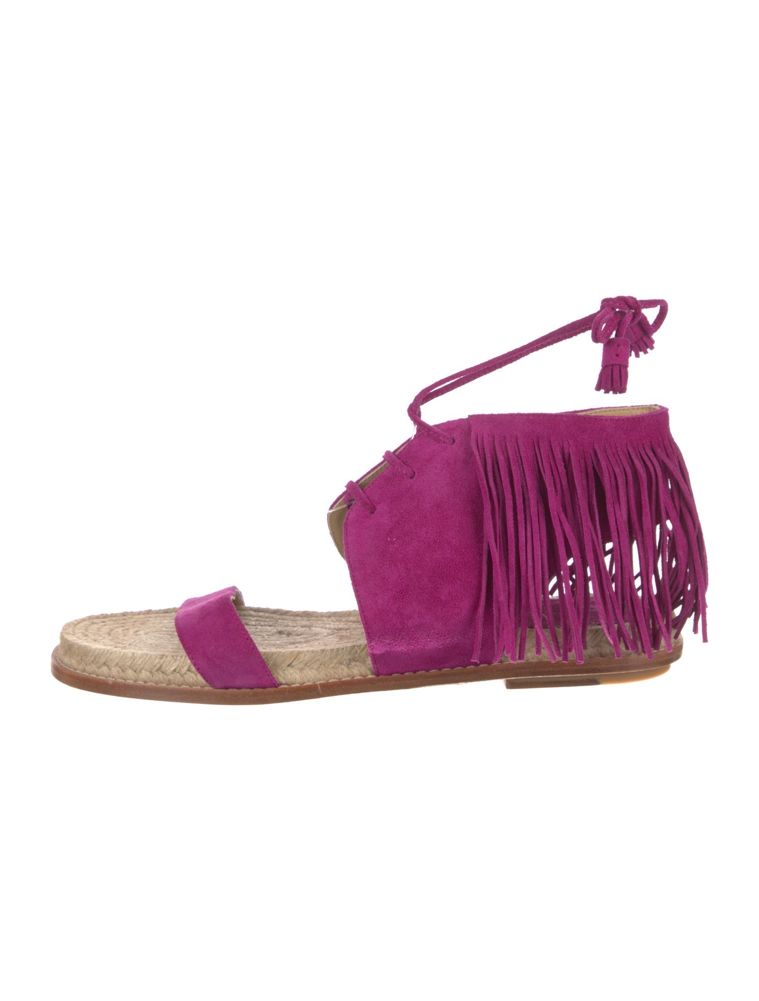 Paul Andrew Suede Fringe Trim Accent Slingback Sandals
