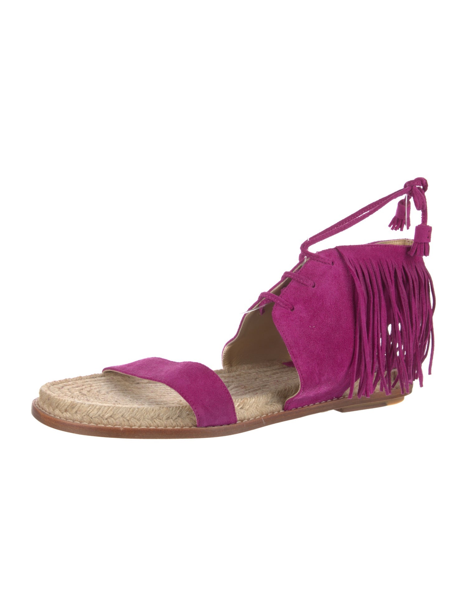 Paul Andrew Suede Fringe Trim Accent Slingback Sandals