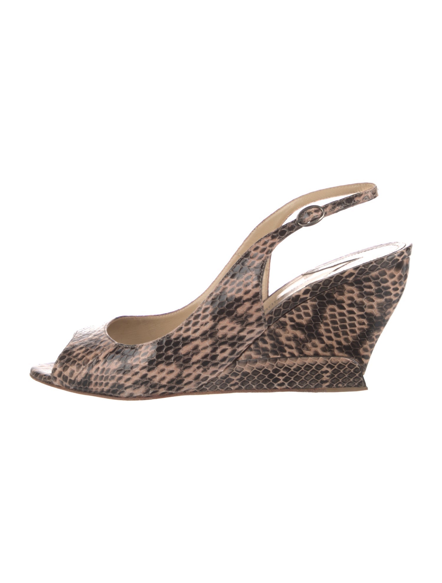 Paul Andrew Snakeskin Animal Print Slingback Pumps