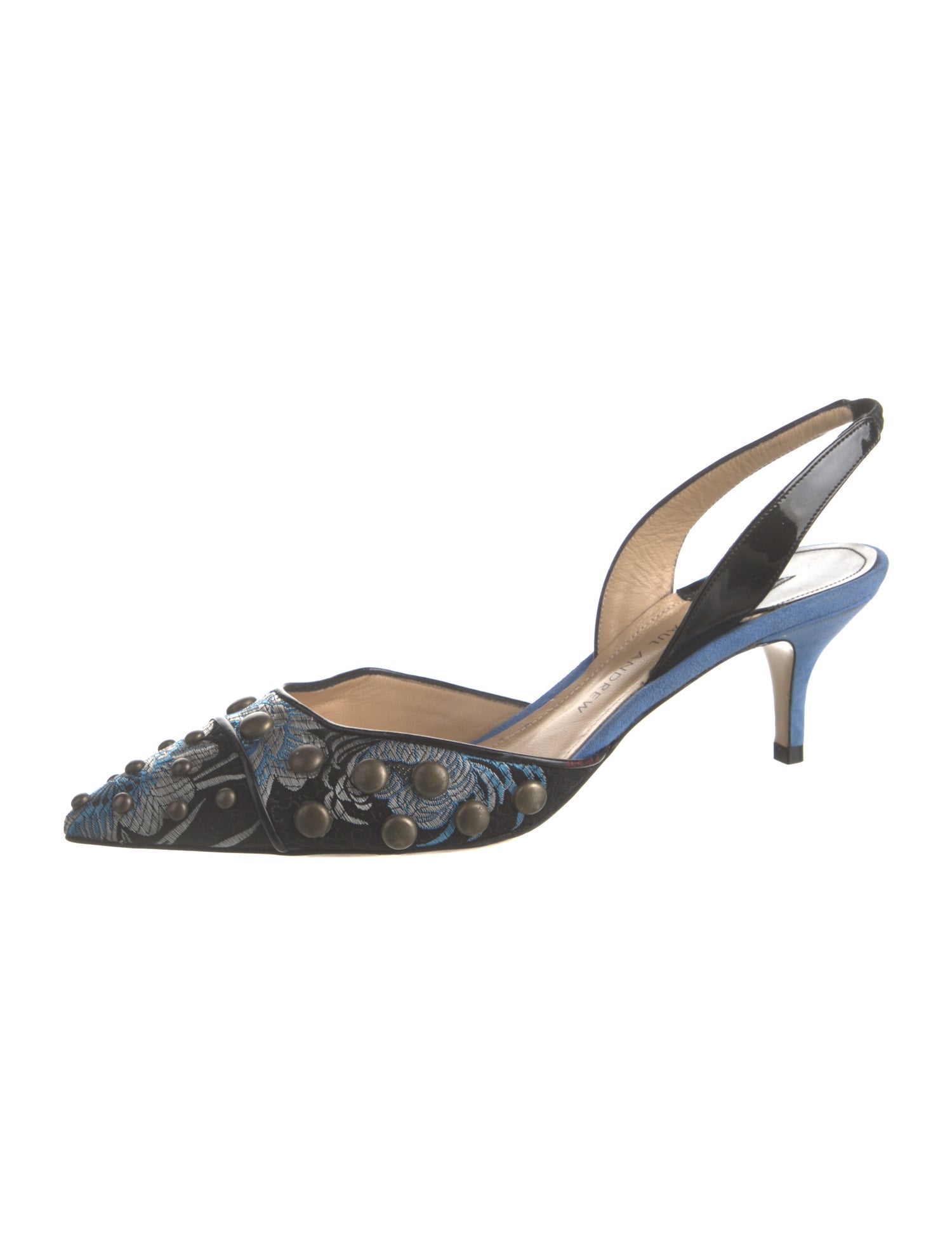 Paul Andrew Leather Floral Print Slingback Pumps