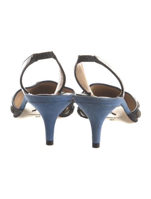 Paul Andrew Leather Floral Print Slingback Pumps