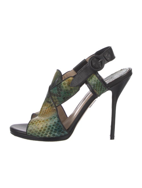 Paul Andrew Leather Animal Print Slingback Sandals