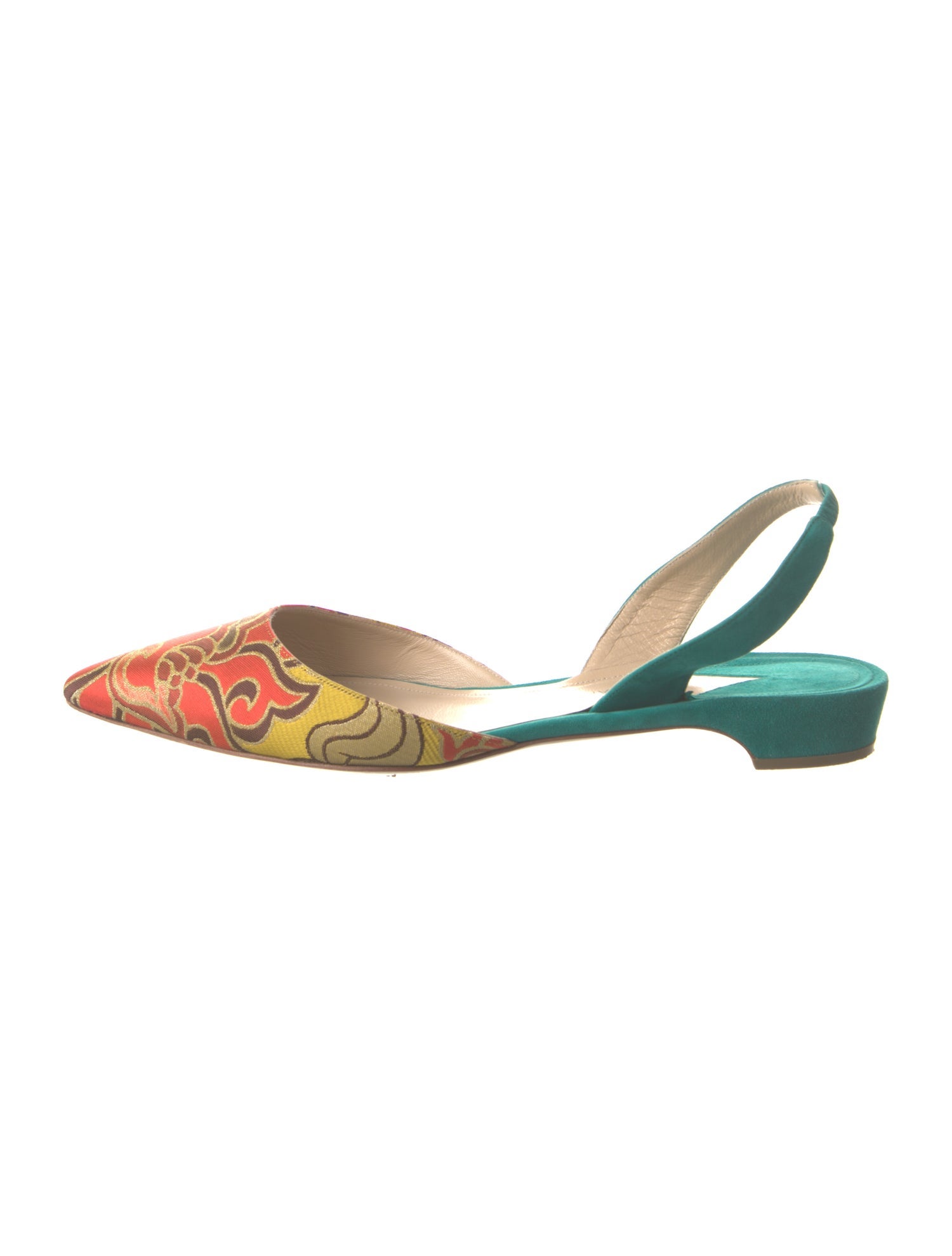 Paul Andrew Printed Embroidered Accent Slingback Flats
