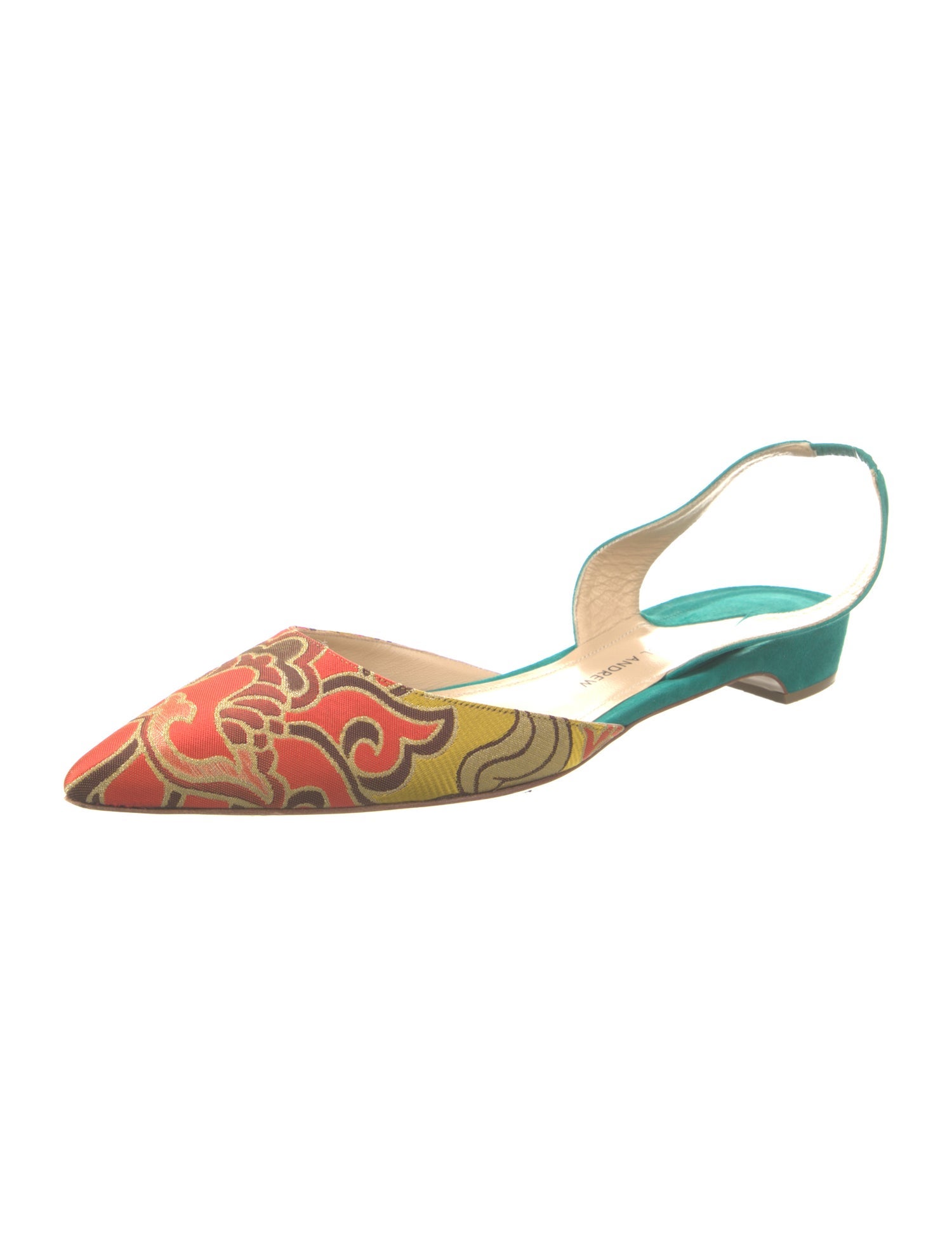 Paul Andrew Printed Embroidered Accent Slingback Flats