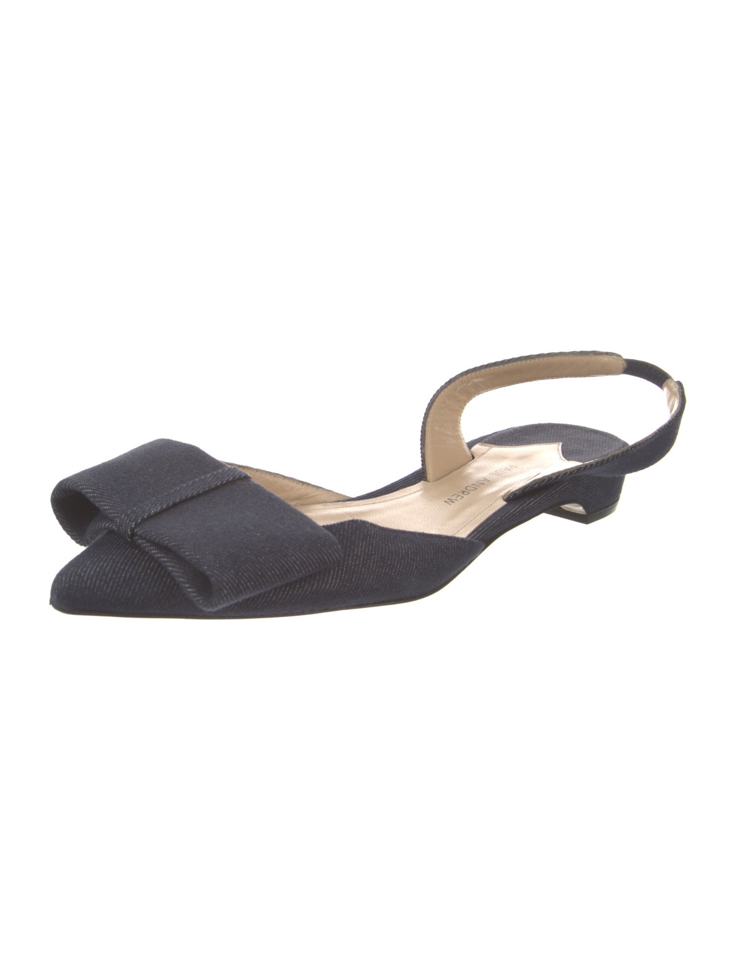 Paul Andrew Denim Bow Accents Slingback Flats