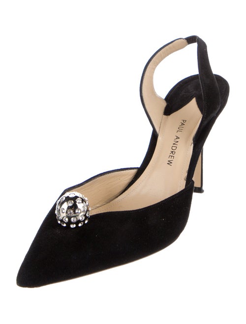 Paul Andrew Suede Crystal Embellishments Slingback Pumps