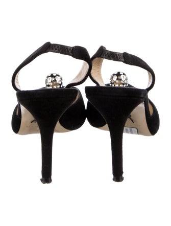 Paul Andrew Suede Crystal Embellishments Slingback Pumps