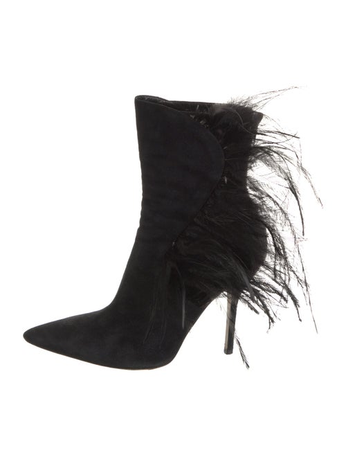 Paul Andrew Suede Feather Trim Boots