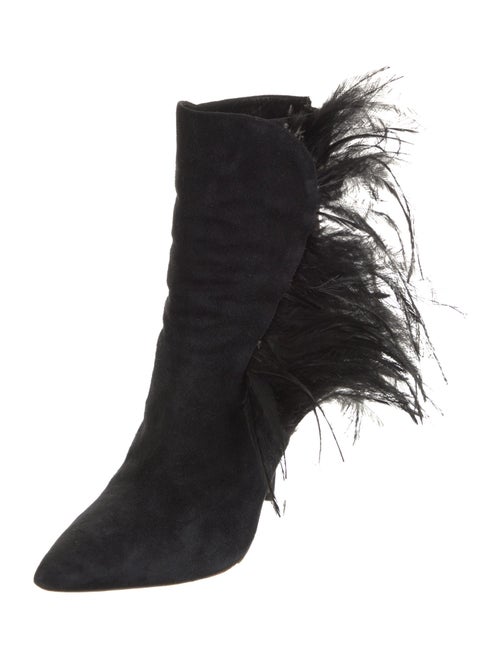 Paul Andrew Suede Feather Trim Boots