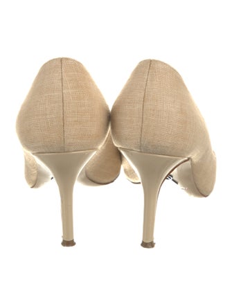 Paul Andrew Canvas Leather Trim Embellishment Pumps