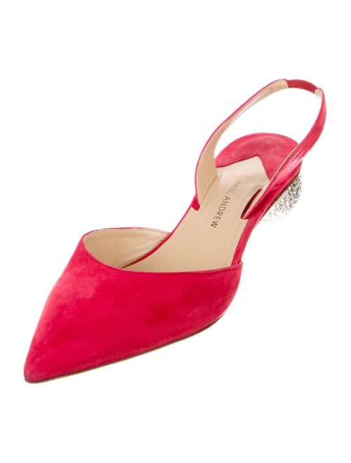 Paul Andrew Suede Crystal Embellishments Slingback Pumps