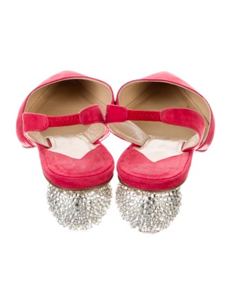 Paul Andrew Suede Crystal Embellishments Slingback Pumps