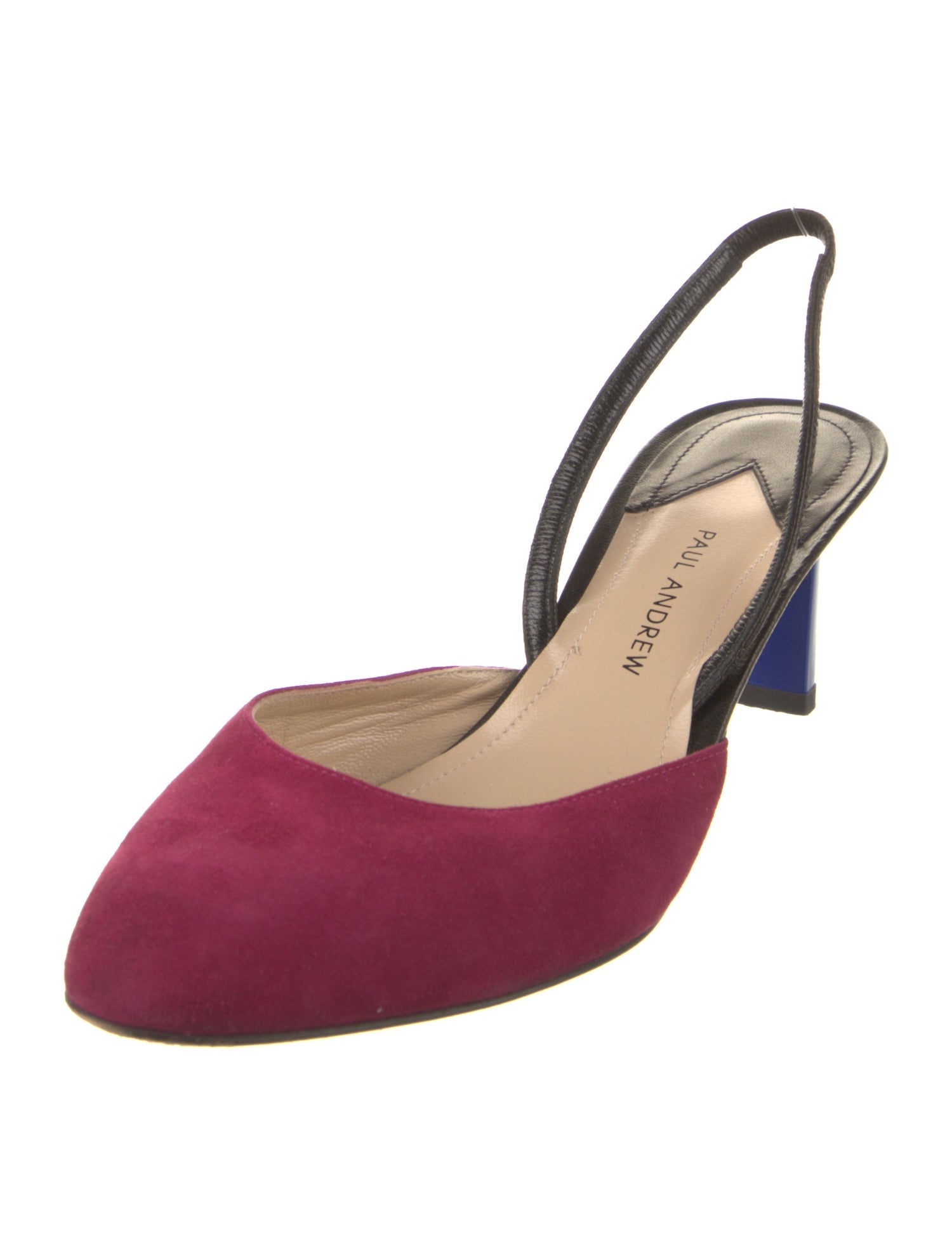 Paul Andrew Suede Colorblock Pattern Slingback Pumps