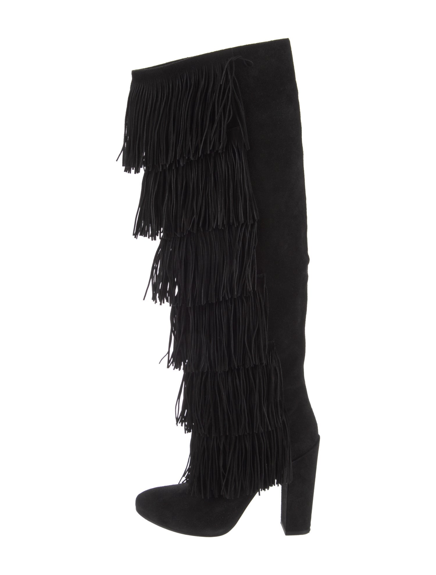 Paul Andrew Suede Fringe Trim Accent Boots