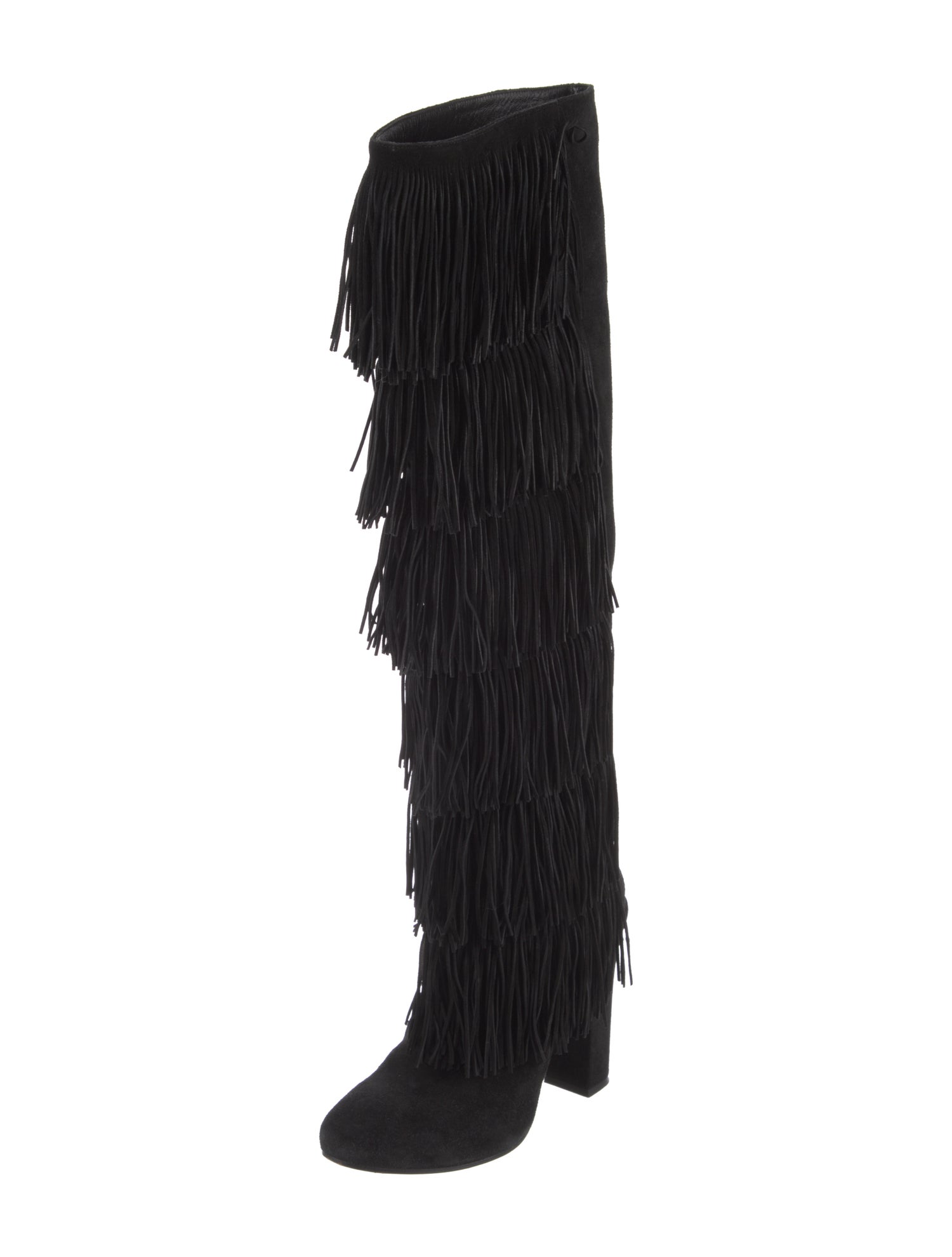 Paul Andrew Suede Fringe Trim Accent Boots