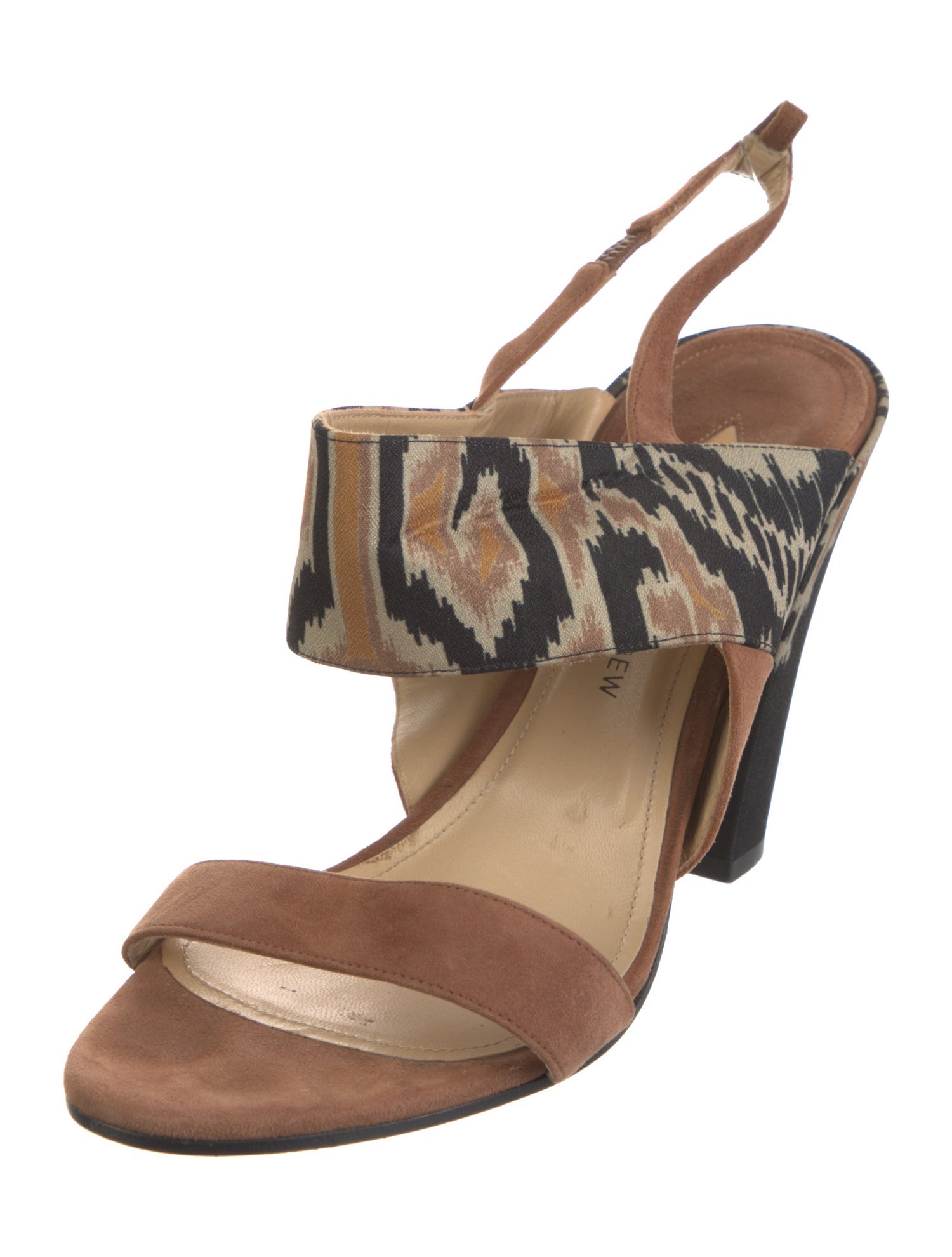 Paul Andrew Suede Animal Print Slingback Sandals
