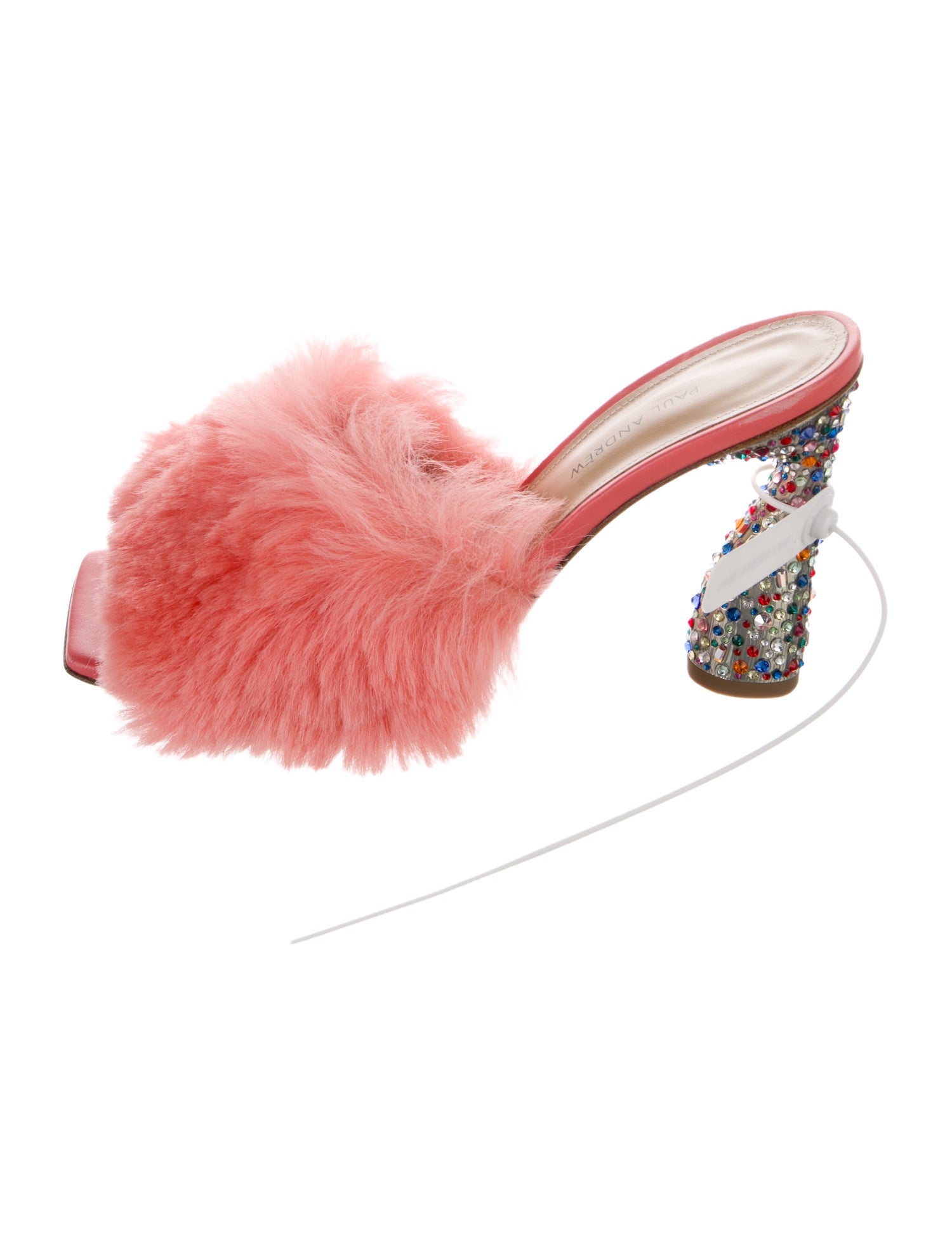 Paul Andrew Faux Fur Crystal Embellishments Slides