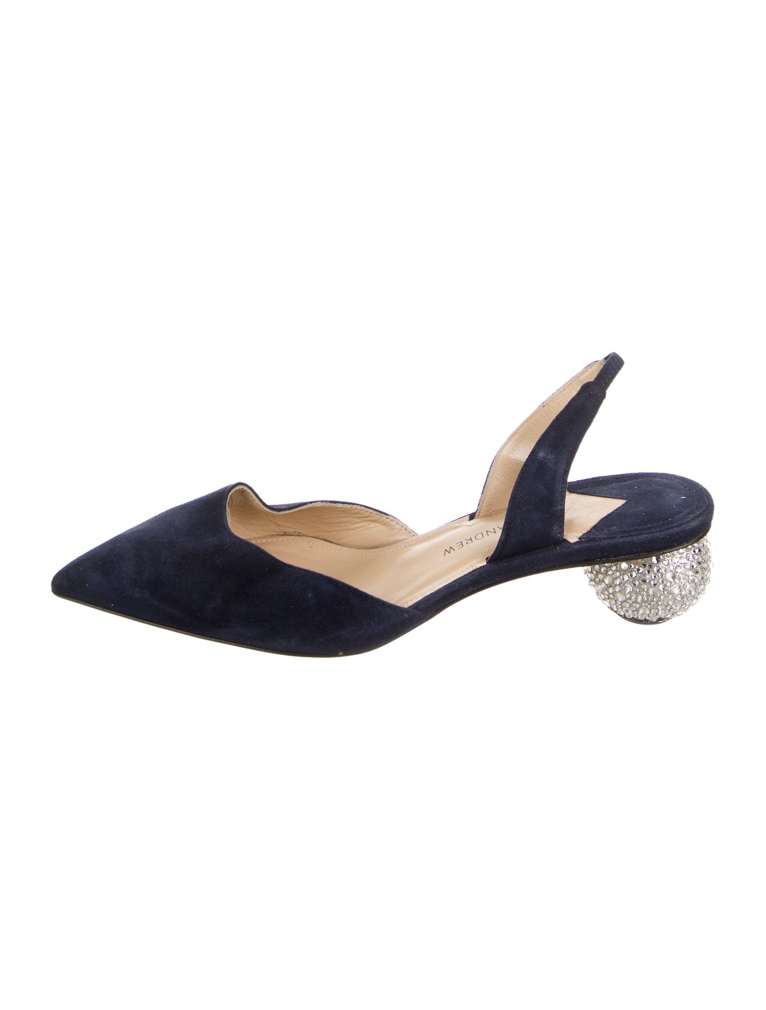 Paul Andrew Suede Crystal Embellishments Slingback Pumps