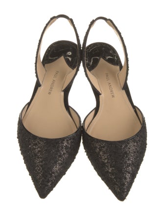 Paul Andrew Animal Print Sequin Embellishments Slingback Flats