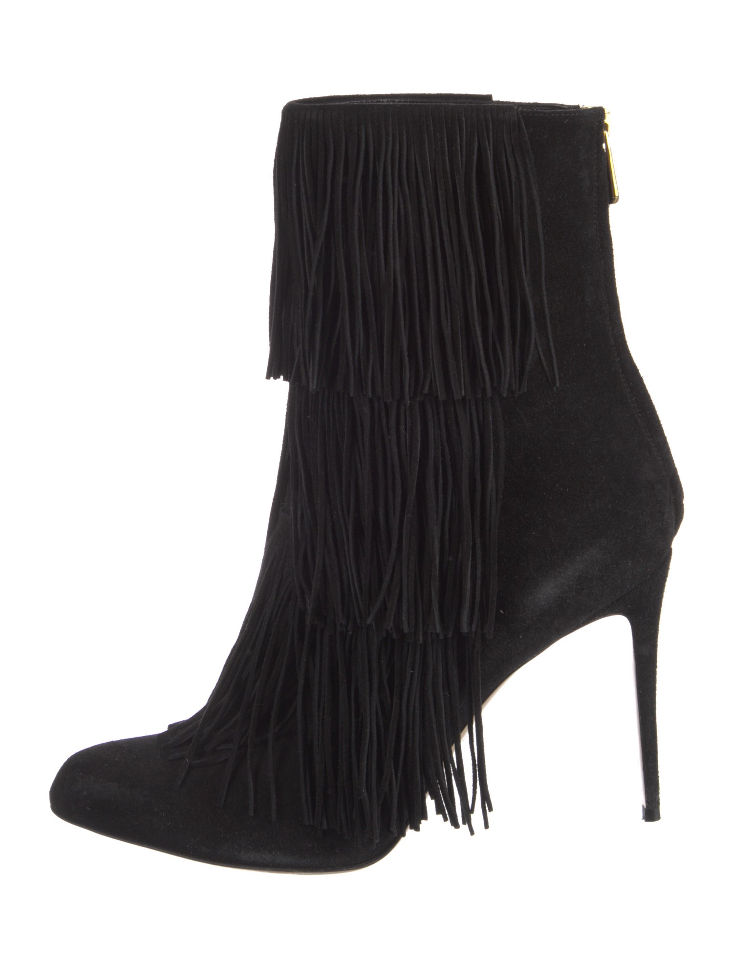 Paul Andrew Suede Fringe Trim Accent Boots