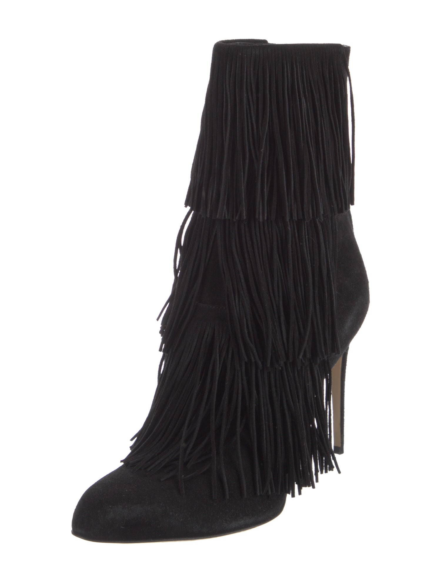 Paul Andrew Suede Fringe Trim Accent Boots