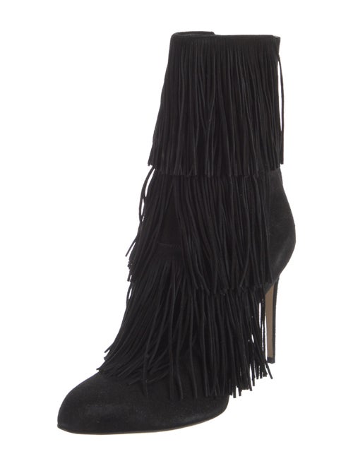 Paul Andrew Suede Fringe Trim Accent Boots