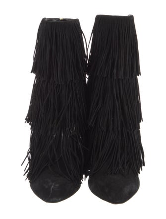 Paul Andrew Suede Fringe Trim Accent Boots