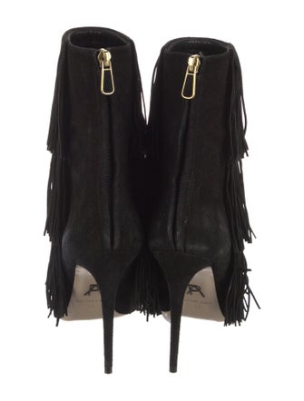 Paul Andrew Suede Fringe Trim Accent Boots
