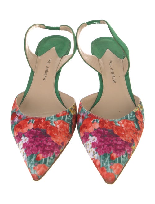Paul Andrew Suede Floral Print Slingback Pumps