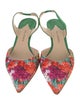 Paul Andrew Suede Floral Print Slingback Pumps