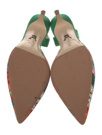 Paul Andrew Suede Floral Print Slingback Pumps